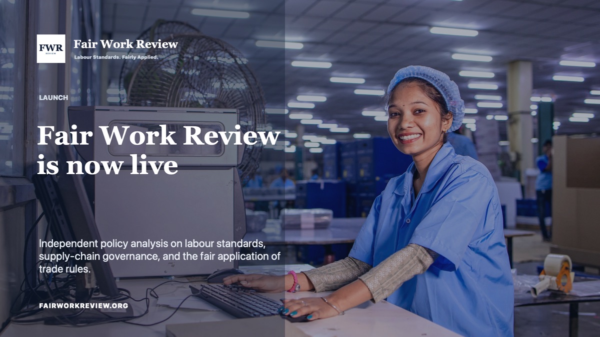 Fair Work Review launch graphic over a workplace image.